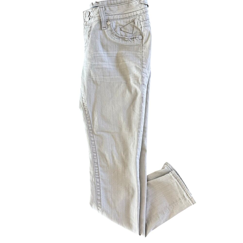Vigoss 7/8 White Jeans Embellished Pocket Straight Leg